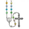  MULTI-COLOR TIN CUT MULTI-FACETED CRYSTAL BEAD ROSARY 